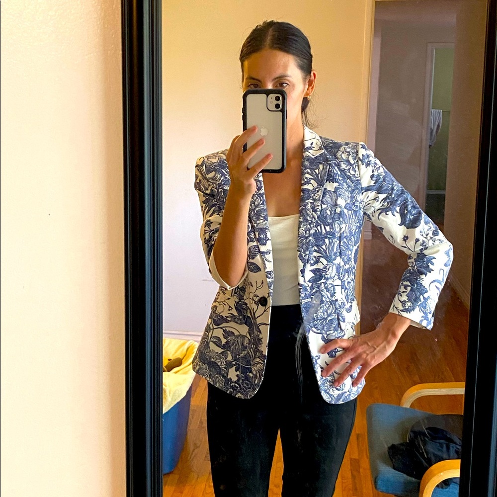 Floral botanical print blazer